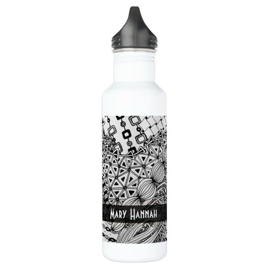 Met de hand getekend zwart-wit-modderpatroon Art Z Waterfles (Links)