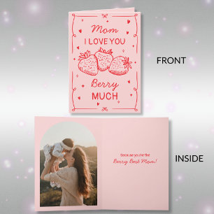 Met de hand getekende aardbei Ik hou van jou Mama  Feestdagen Kaart