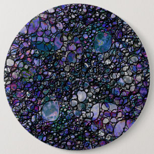 Met de Hand Getekende Abstracte Cirkels, Blauwe, P Ronde Button 6,0 Cm