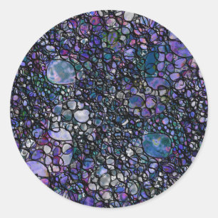 Met de Hand Getekende Abstracte Cirkels, Blauwe, P Ronde Sticker