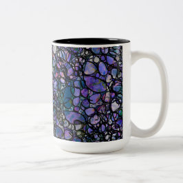 Met de Hand Getekende Abstracte Cirkels, Blauwe, P Tweekleurige Koffiemok