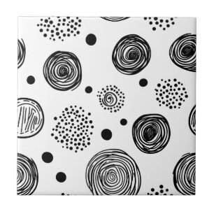 Met de hand getekende abstracte Doodle - Zwart en Tegeltje