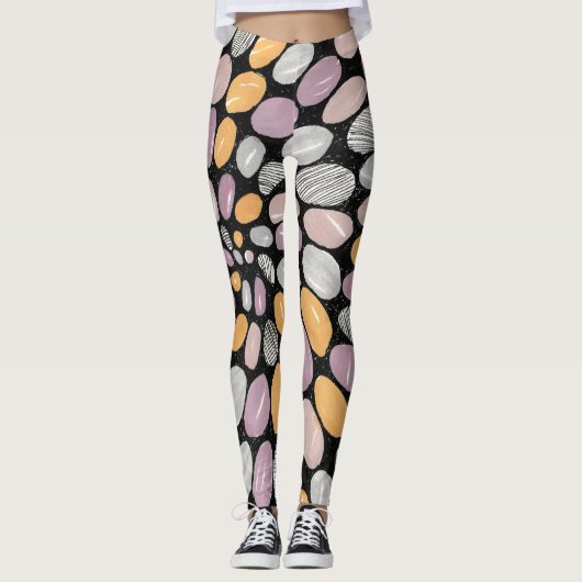 Met de Hand Getekende Abstracte Kunst Leggings (Voorkant)
