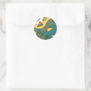 Met de hand getekende abstracte vintage ontwerp bo ronde sticker