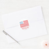 Met de Hand Getekende Amerikaanse Vlag - Familiere Ronde Sticker (Envelop)