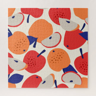 Met de hand getekende appels: trendy naadloos. legpuzzel