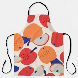 Met de hand getekende appels: trendy  naadloos. schort