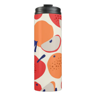 Met de hand getekende appels: trendy  naadloos. thermosbeker