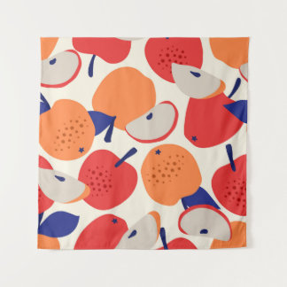 Met de hand getekende appels: trendy naadloos. wandkleed