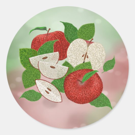 Met de Hand Getekende Appelstickers – Rustic Moder Ronde Sticker (Voorkant)