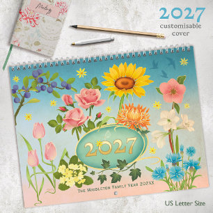 Met de Hand Getekende Art Nouveau Bloemen Kalender