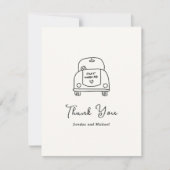 Met de Hand Getekende Auto Doodle Moderne Trouw Bedankkaart (Voorkant)
