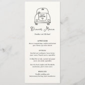 Met de Hand Getekende Auto Doodle Moderne Trouwdag Menu (Voorkant)