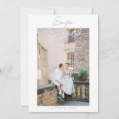 Met de Hand Getekende Azure Blauwe Bloemetuin Foto Save The Date (Voorkant)