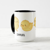 Met de hand getekende baby kuiken aangepaste cute mok (Voorkant links)