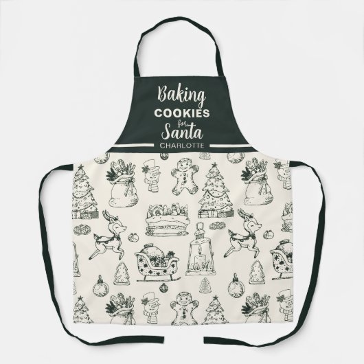 Met de hand getekende bakende koekjes voor Sinterk Schort (Voorkant)