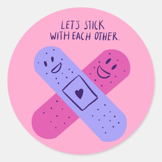 Met de hand getekende Band-aid Flauwe grap Ronde Sticker (Voorkant)