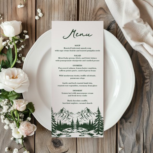 Met de Hand Getekende Berg Zomer Bruiloft Menu