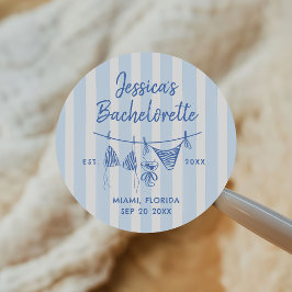 Met de Hand Getekende Bikini's Kust Bachelorette W Ronde Sticker