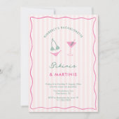 Met de Hand Getekende Bikinis & Martinis Bachelore Kaart (Voorkant)