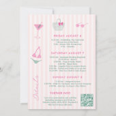 Met de Hand Getekende Bikinis & Martinis Bachelore Kaart (Achterkant)