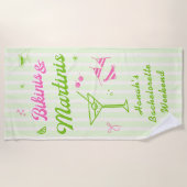 Met de Hand Getekende Bikini's & Martinis Meidenav Strandlaken (Voorkant)