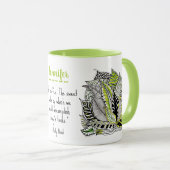 Met de hand getekende blad-doodle met groen en cit mok (Voorkant rechts)