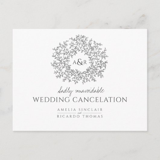 Met de hand getekende blad trouwkaart annulering d aankondigingskaart (Voorkant)