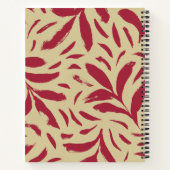 Met de Hand Getekende Bladeren Bordeaux&Béige Naad Notitieboek (Achterkant)
