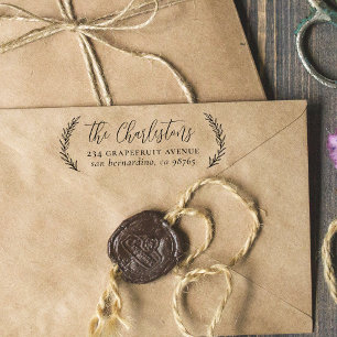 Met de Hand Getekende Bladeren Calligrafie Familie Rubberstempel