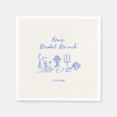 Met de Hand Getekende Blauwe Bruidsbrunch Servet (Voorkant)