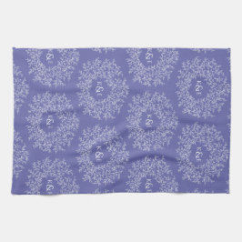 Met de hand getekende blauwe bruiloft voor monogra theedoek