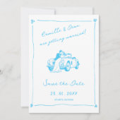 Met de hand getekende blauwe foto QR-code 'Save th Kaart (Voorkant)