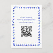 Met de Hand Getekende Blauwe Franse Retro Huwelijk Informatiekaartje (Achterkant)