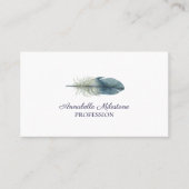 Met de hand getekende blauwe grijze waterverf veer visitekaartje (Voorkant)