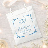 Met de Hand Getekende Blauwe Hart Trouwfeest Favor Bedankzakje (Geknipt)