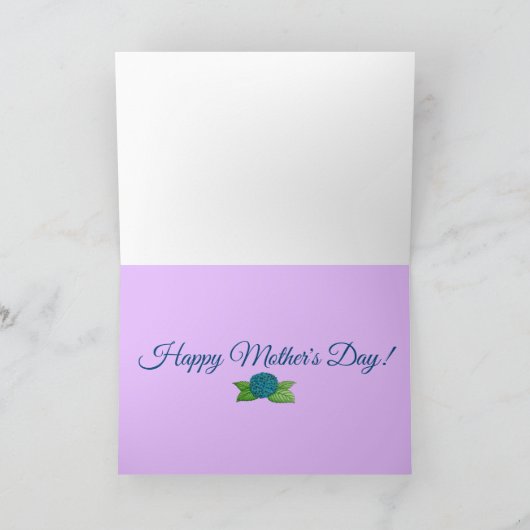 met de hand getekende blauwe hydrangea Moederdag k Bedankkaart (Binnen)