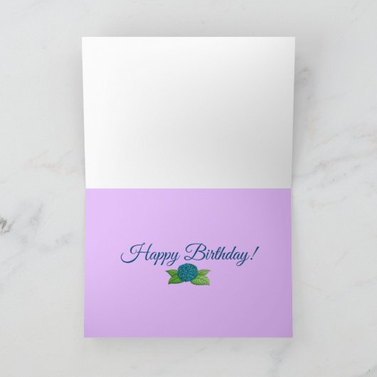 met de hand getekende blauwe hydrangea - verjaarda kaart (Binnen)