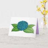 met de hand getekende blauwe hydrangea - verjaarda kaart (Gele Bloem)