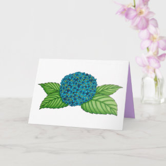 met de hand getekende blauwe hydrangea - verjaarda kaart