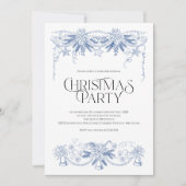 Met de hand getekende blauwe kerst uitnodiging (Voorkant)