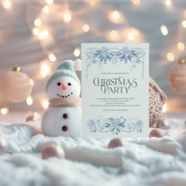 Met de Hand Getekende Blauwe Kerstfeest Uitnodigin Feestdagenkaart
