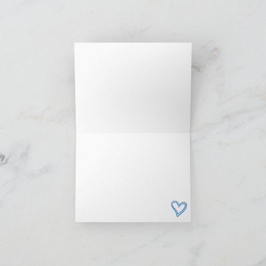 Met de Hand Getekende Blauwe Lijst Trouwdag Dankka Bedankkaart (Binnen)