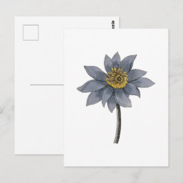 Met de hand getekende blauwe lotusillustratie briefkaart