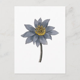 Met de hand getekende blauwe lotusillustratie briefkaart