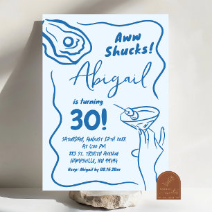 Met de hand getekende blauwe oester cocktail verja kaart