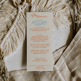 Met de Hand Getekende Blauwe Oranje Whimsical Brui Menu
