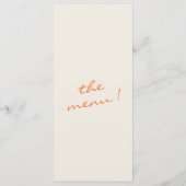 Met de Hand Getekende Blauwe Oranje Whimsical Brui Menu (Achterkant)
