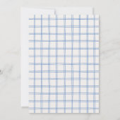 Met de hand getekende blauwe strik gingham strik b bedankkaart (Achterkant)