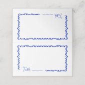 Met de Hand Getekende Blauwe Trouwtafel met Fantas Plaatskaartje (Buitenkant ongevouwen)